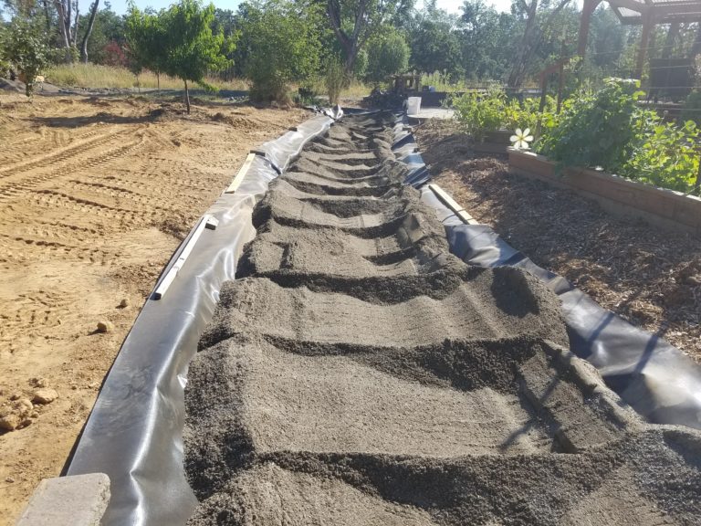 Sand was added to cover the return pipe and fill most of the stream channel.